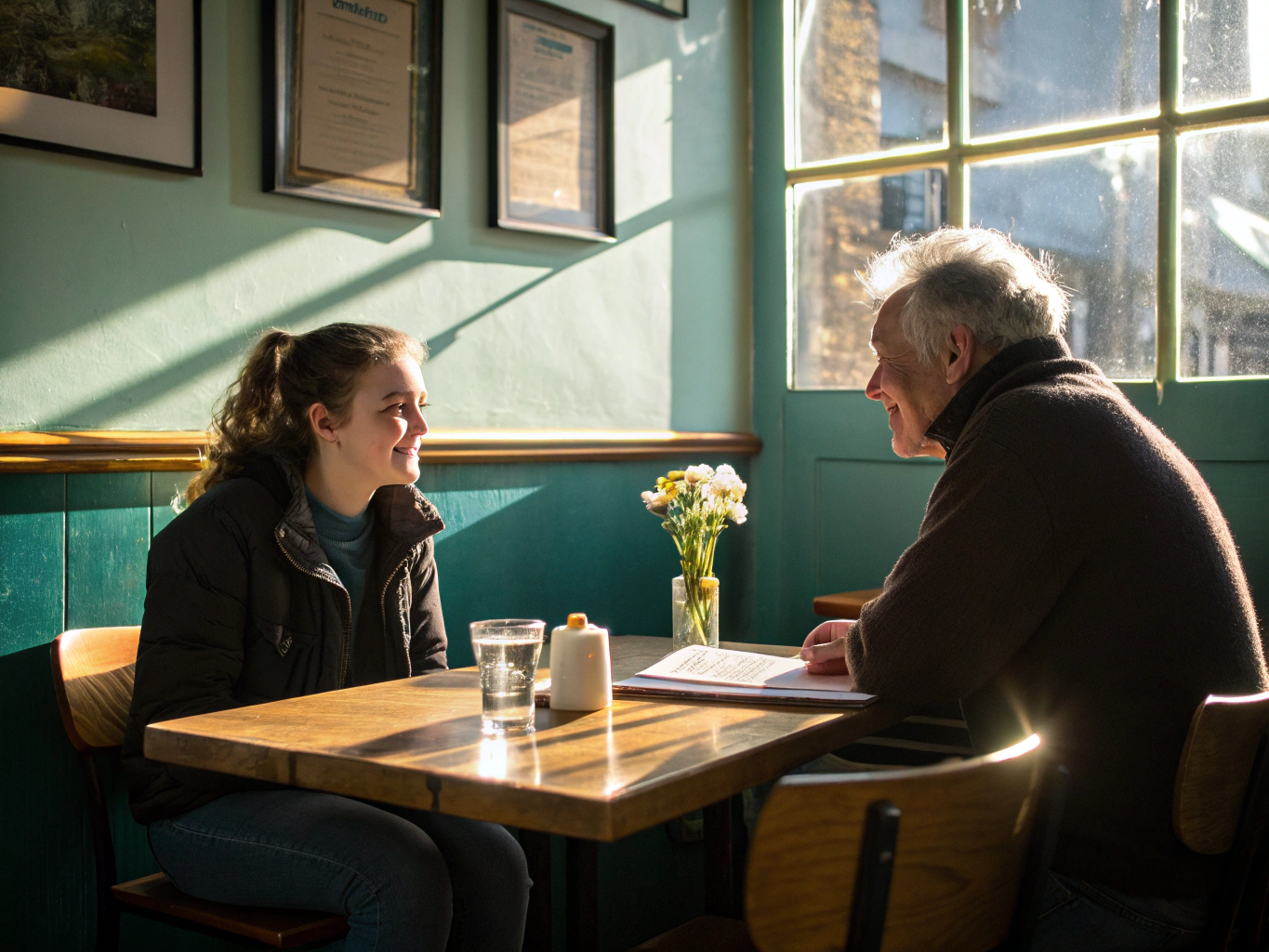 Older and younger generations sharing a warm conversation