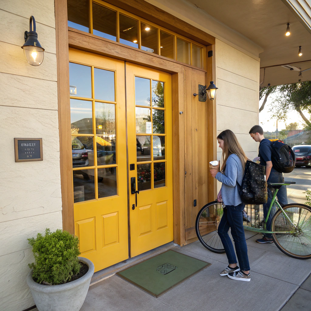 Warm greeting at the cafe entrance